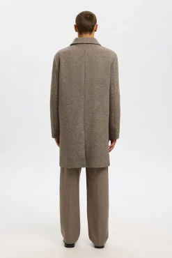 Selected Sobretudos-Sobretudo longo de lã Castanho