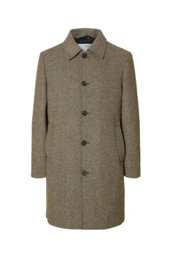 Selected Sobretudos-Sobretudo longo de lã Castanho