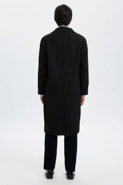 Selected Sobretudos-Sobretudo longo de lã Preto