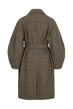Vila Sobretudos|Casacos-Sobretudo longo de lã com xadrez Castanho