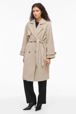 Vila Sobretudos|Casacos-Sobretudo longo de pano com nós Tostado