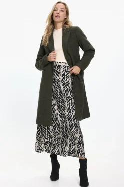 Vero Moda Sobretudos|Casacos-Sobretudo longo de tecido e espinha de espiga Castanho