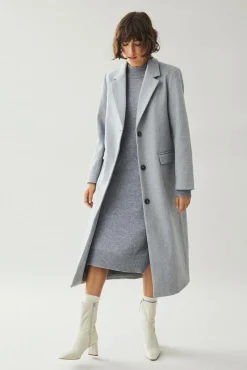 Vila Sobretudos|Casacos-Sobretudo longo de tecido com lapelas Cinzento