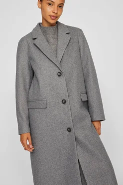 Vila Sobretudos|Casacos-Sobretudo longo de tecido com lapelas Cinzento