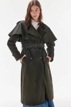 TFP by Tamara Falcó Gabardines|Casacos-Sobretudo longo encerado Verde