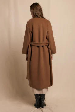 Slowlove Casacos-Sobretudo longo trespassado Tostado