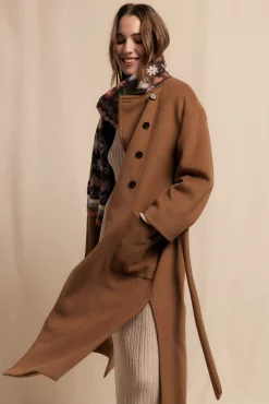 Slowlove Casacos-Sobretudo longo trespassado Tostado