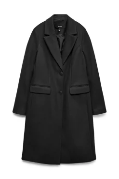 Vero Moda Casacos-Sobretudo midi de bombazine Preto