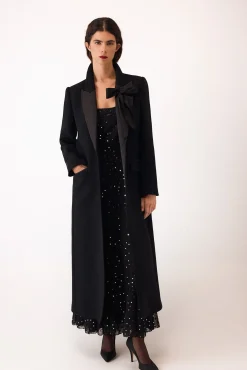 Pedro del Hierro Casacos-Sobretudo contrastante Preto