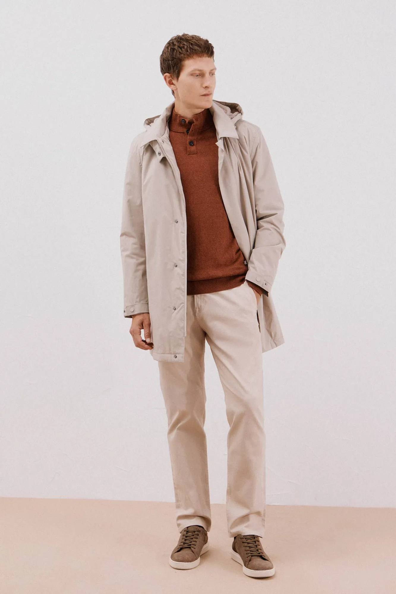 Cortefiel Sobretudos-Sobretudo técnico Tostado