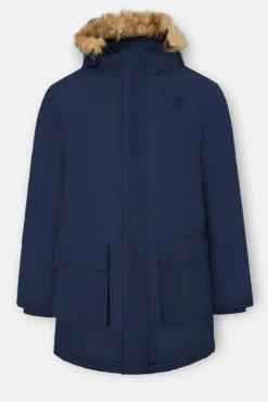 Silbon Sobretudos-Sobretudo técnico longo com capuz Azul