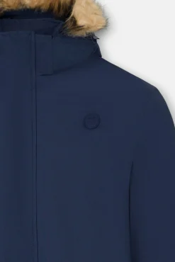 Silbon Sobretudos-Sobretudo técnico longo com capuz Azul