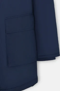 Silbon Sobretudos-Sobretudo técnico longo com capuz Azul