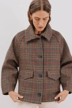 Cortefiel Casacos-Sobretudo tecido curto Castanho