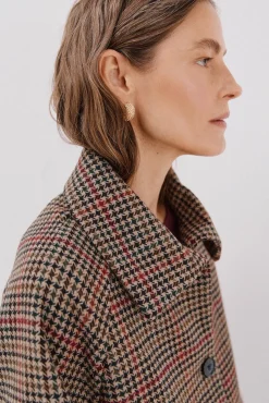 Cortefiel Casacos-Sobretudo tecido curto Castanho