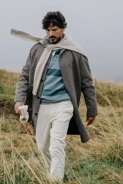 OOTO Sobretudos-Sobretudo xadrez inglês Tostado