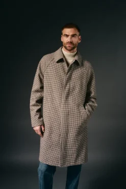 OOTO Sobretudos-Sobretudo xadrez inglês Tostado