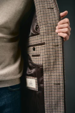 OOTO Sobretudos-Sobretudo xadrez inglês Tostado