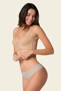 Leonisa Roupa Interior-Soutien antigravidade sem alças - Nova edição - Suporte máximo - Não escorrega bege