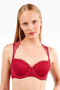 Gisela Roupa Interior-Soutien balconette com alças removíveis vermelho