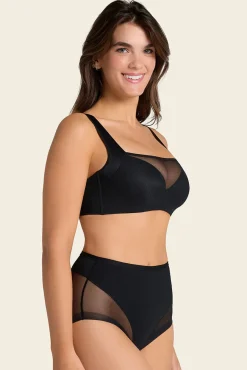 Leonisa Roupa Interior-Soutien Brastop com boa cobertura de cavas e costas preto