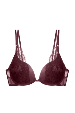 Dorina Roupa Interior-soutien de cetim com enchimento decote profundo vermelho