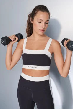 Dash and Stars Roupa Interior-Soutien desportivo bandeau 4D Stretch em e branco preto