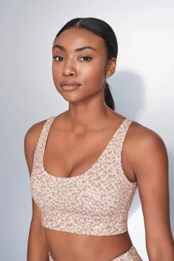 Dash and Stars Roupa Interior-Soutien desportivo com estampa animal 4D STRETCH na cor branca beige