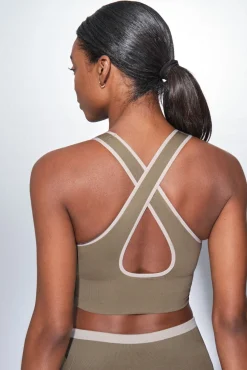 Dash and Stars Roupa Interior-Soutien desportivo cáqui CONFORTO SEM COSTURAS verde