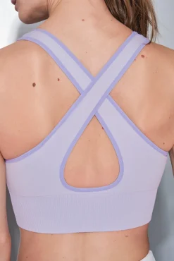 Dash and Stars Roupa Interior-Soutien desportivo reversível lilás e branco rosa
