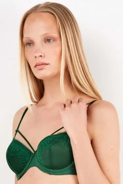 Gisela Roupa Interior-Soutien enchimento bojo com detalhe em renda verde