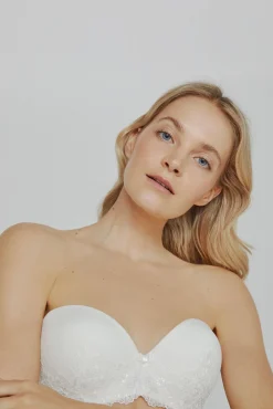 Ivette Bridal Roupa Interior-Soutien sem alças com push-up em branco bege