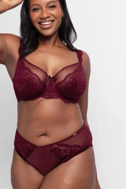 Dorina Roupa Interior-Soutien Lyra Satin com cobertura total e sem enchimento vermelho