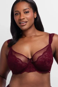 Dorina Roupa Interior-Soutien Lyra Satin com cobertura total e sem enchimento vermelho