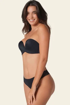 Leonisa Roupa Interior-Soutien push-up alto antigravidade sem alças e sem aro preto