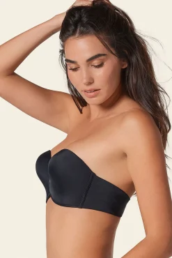 Leonisa Roupa Interior-Soutien push-up alto antigravidade sem alças e sem aro preto