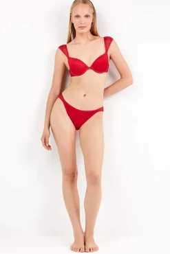 Gisela Roupa Interior-Soutien push-up em plumeti tule vermelho