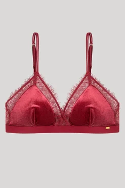 Gisela Roupa Interior-Soutien triangular de veludo vermelho
