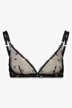 Women'secret Roupa Interior-Soutien triangular NATURAL com tule bordado preto