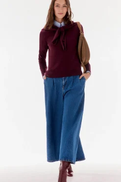 TFP by Tamara Falcó Camisolas-Suéter 100% lã com lenço Bordeaux