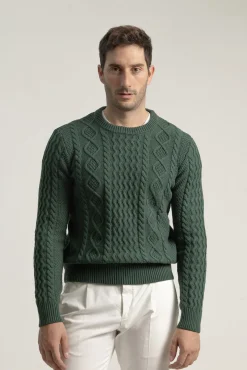 PuroEGO Camisolas-Suéter Aran com gola redonda Verde