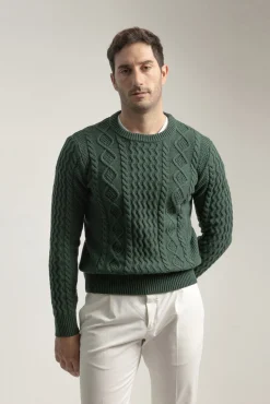 PuroEGO Camisolas-Suéter Aran com gola redonda Verde