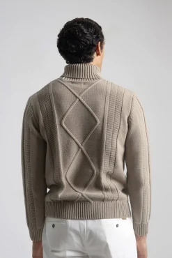 PuroEGO Camisolas-Suéter Aran de gola alta Castanho