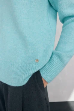 Pedro del Hierro Camisolas-Suéter bico com detalhes em mini oitos Turquesa