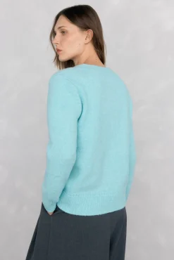 Pedro del Hierro Camisolas-Suéter bico com detalhes em mini oitos Turquesa