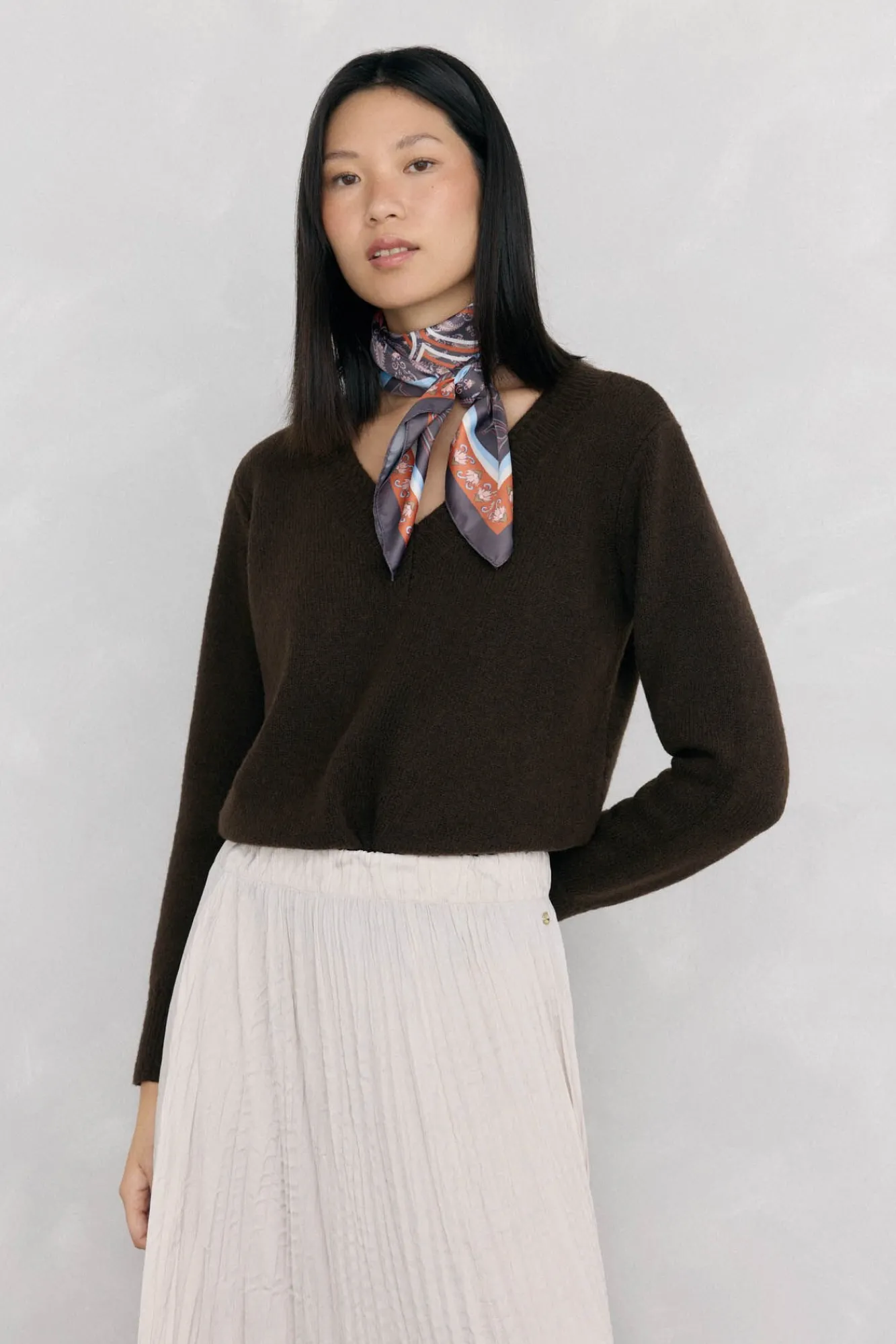 Pedro del Hierro Camisolas-Suéter bico com detalhes em mini oitos Marrom