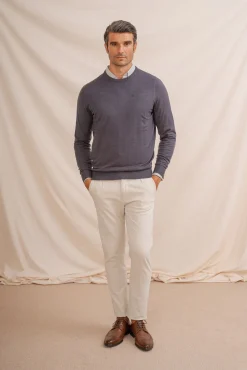 Celopman Camisolas-Suéter básico com gola redonda azul