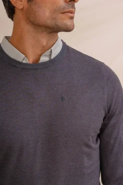 Celopman Camisolas-Suéter básico com gola redonda azul