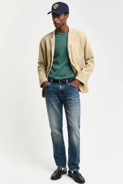 Gant Camisolas-Suéter clássico de algodão com gola redonda Verde