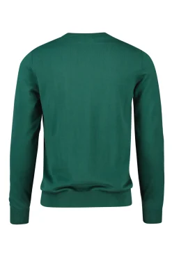 Gant Camisolas-Suéter clássico de algodão com gola redonda Verde